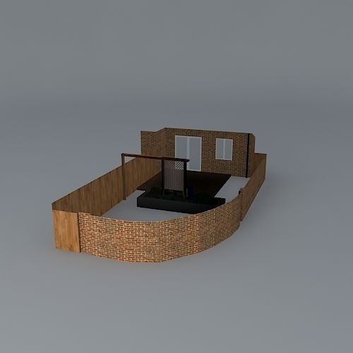Small, contemporary style rear garden Free 3D model_1