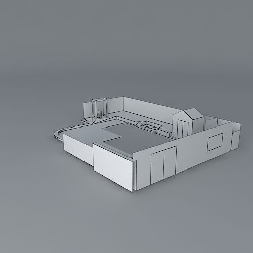 Sunken lawn and decks in rear garden design Free 3D model_3