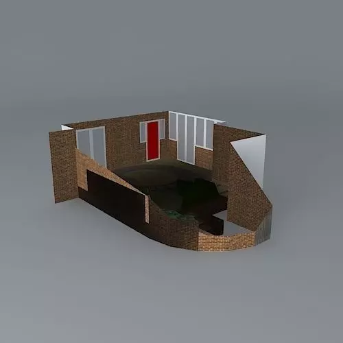 Courtyard garden design with mixed materials Free 3D model