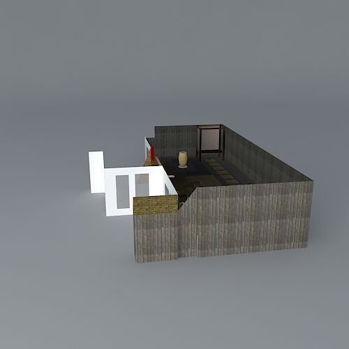 Low maintenance garden on two levels Free 3D model_2