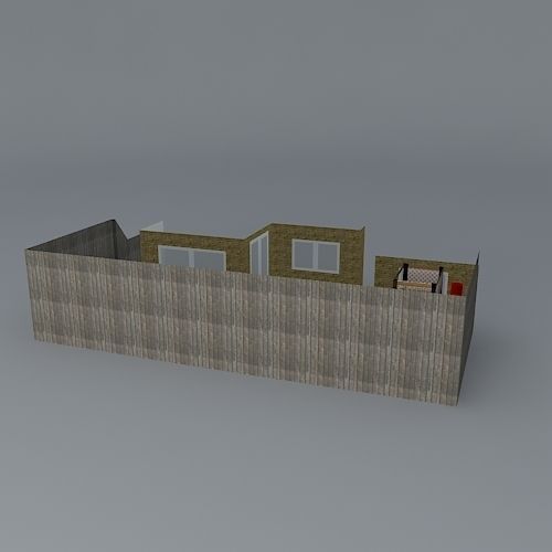 Low maintenance garden on two levels Free 3D model_1