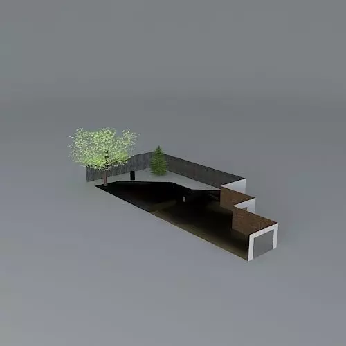 Garden design without grass Free 3D model
