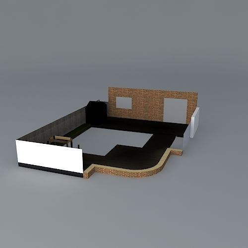 Contemporary rear garden design Free 3D model_1