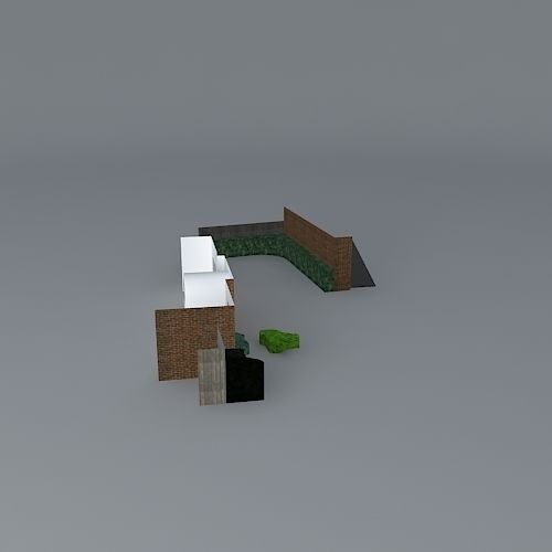 Front garden design providing additional car spaces Free 3D model_2