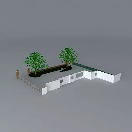 Front garden with blocks and gravel Free 3D model
