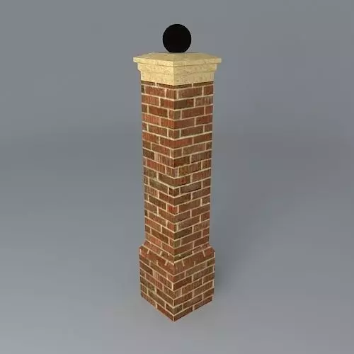 Brick gate pillar with cap and finial Free 3D model
