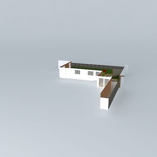 Sunken seating area garden design Free 3D model_1