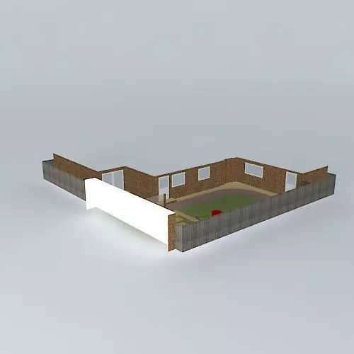 Sunken seating area garden design Free 3D model_0