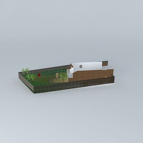 Large rear garden design with interest and planting Free 3D model_2