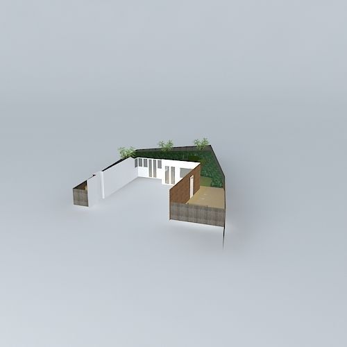 Large rear garden design with interest and planting Free 3D model_1