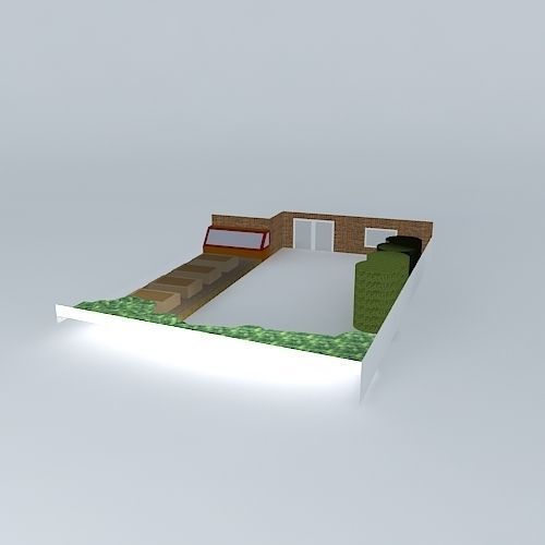 Simple garden design with raised beds Free 3D model_1