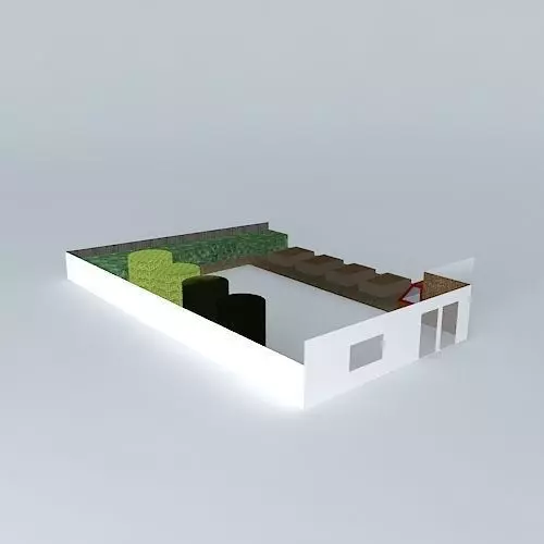 Simple garden design with raised beds Free 3D model_0