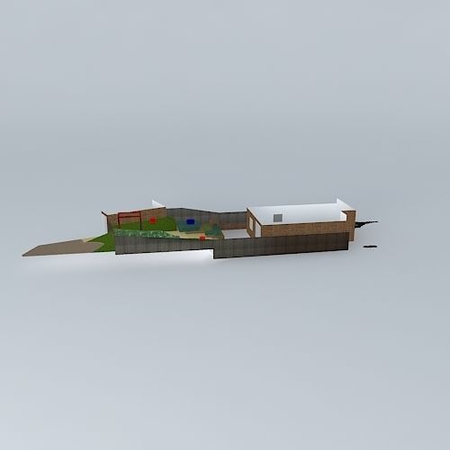 Complete house garden design Free 3D model_2