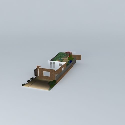 Complete house garden design Free 3D model_1