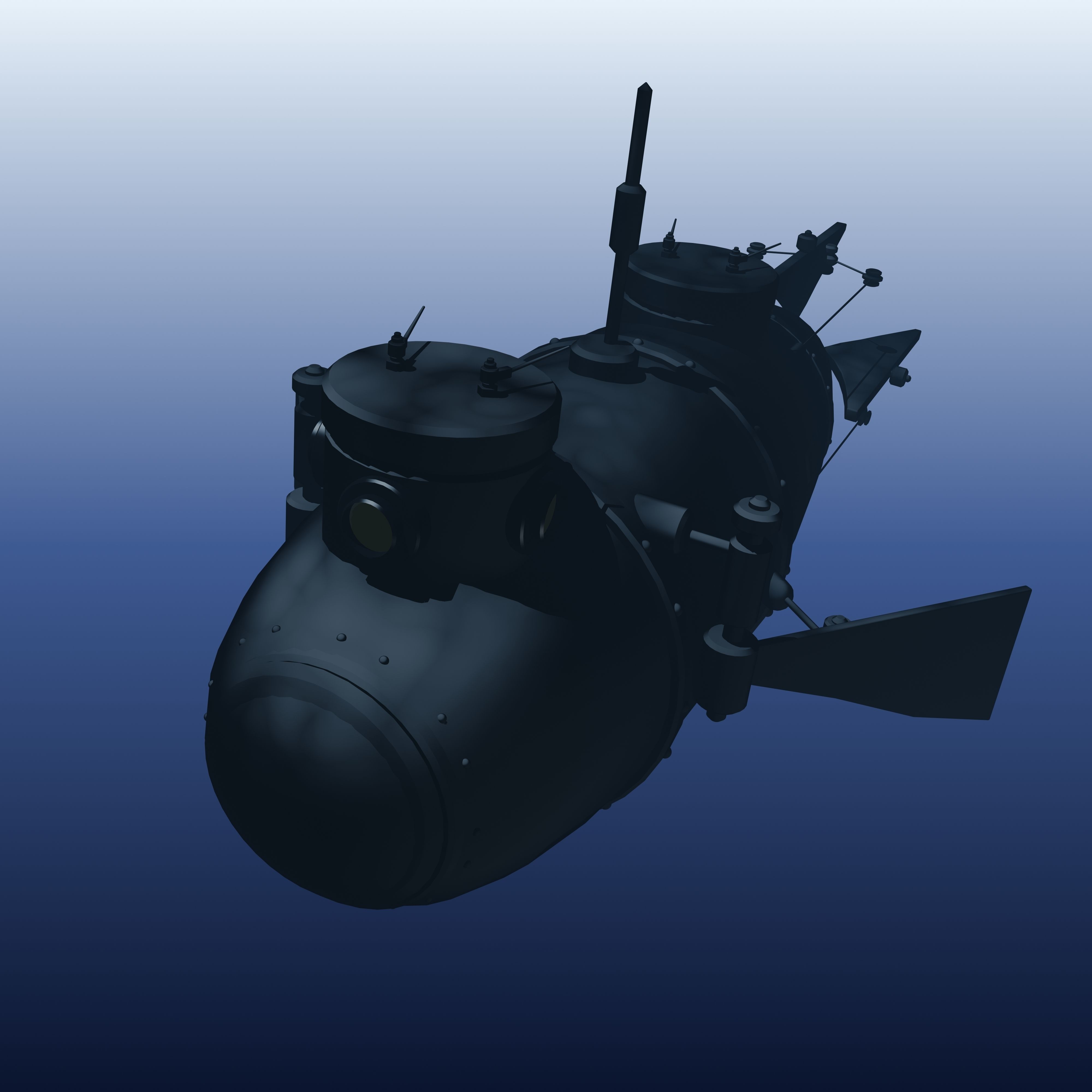 Shilder submarine in sky 3D model_2
