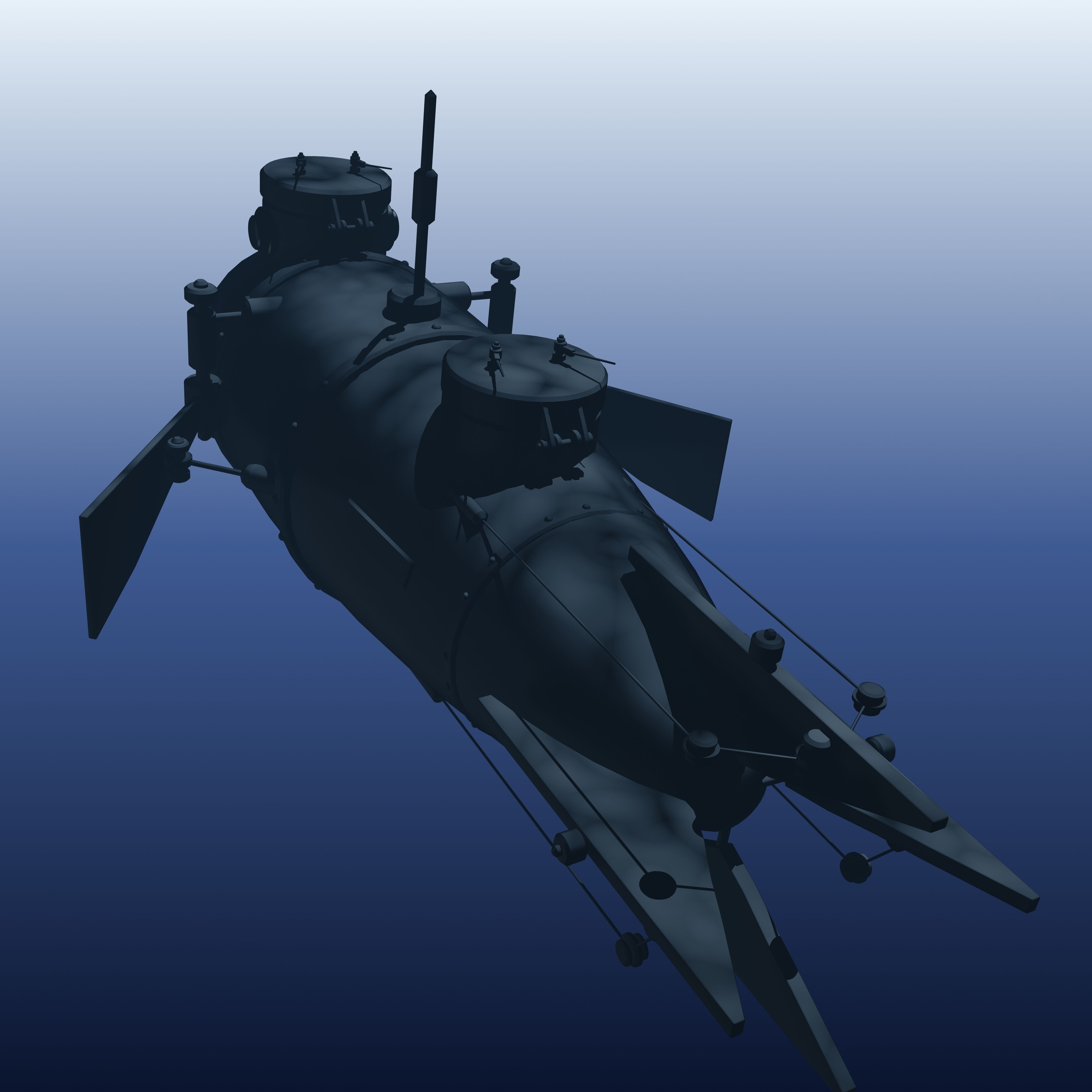 Shilder submarine in sky 3D model_1