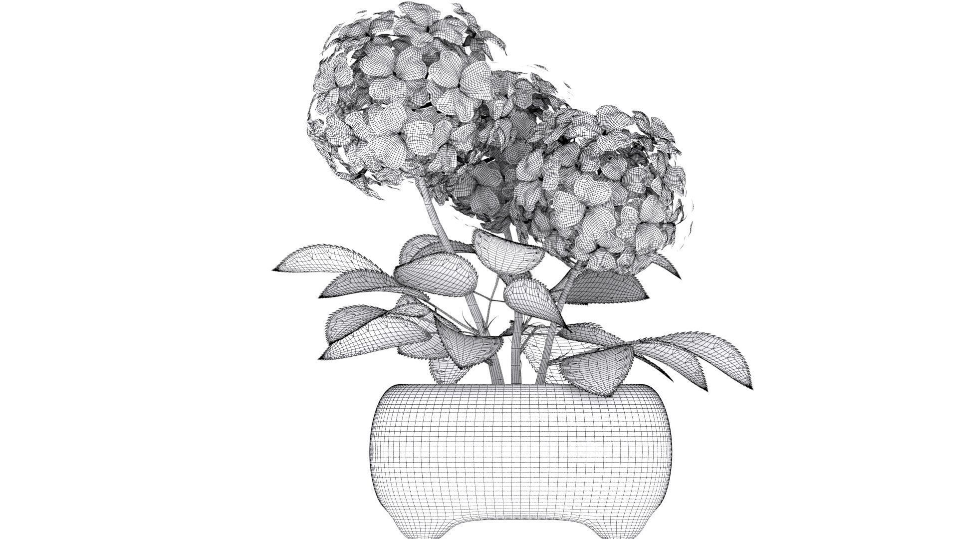 Blue Flower in Stone Pot Low-poly 3D model_6