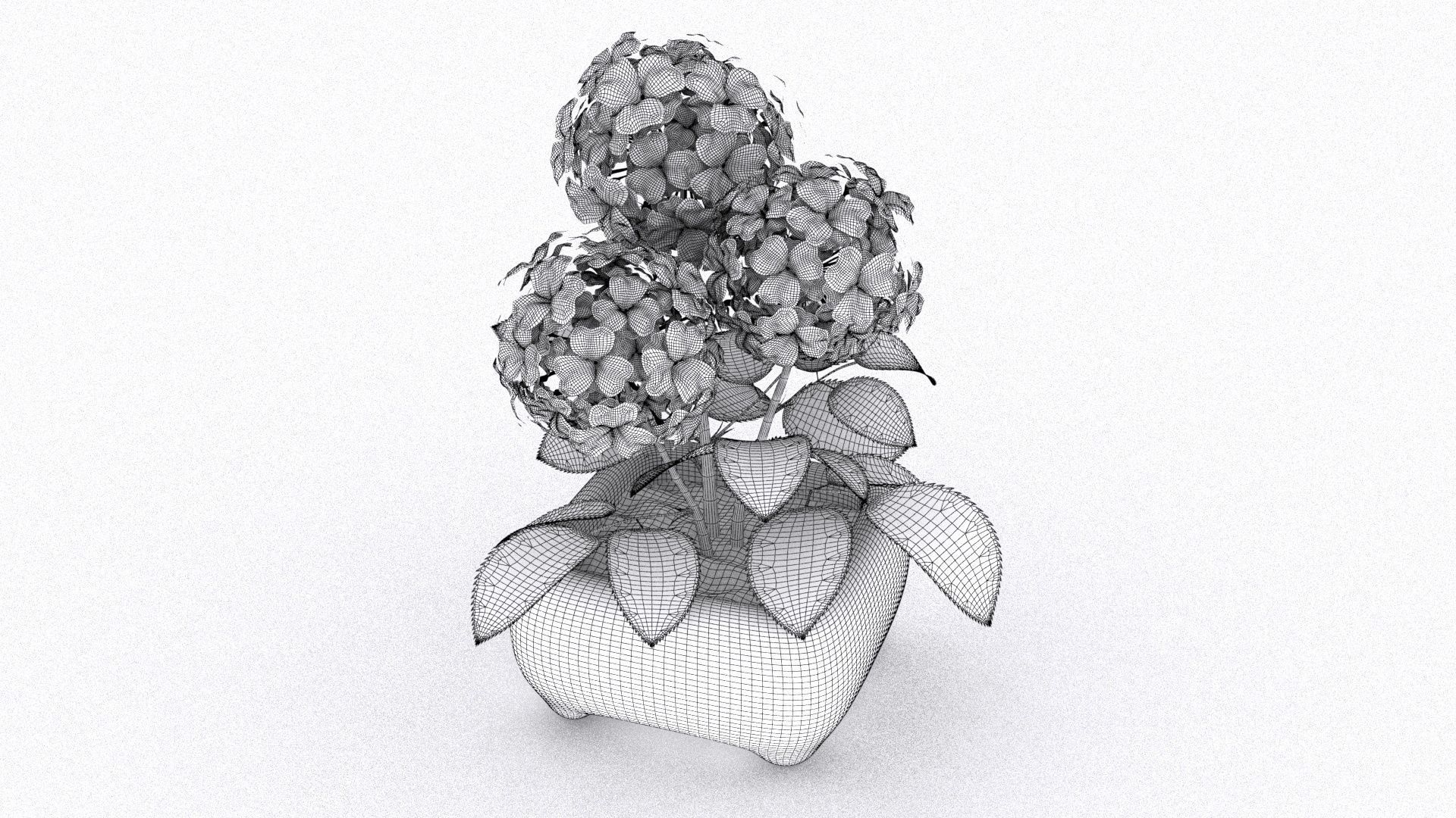 Blue Flower in Stone Pot Low-poly 3D model_4