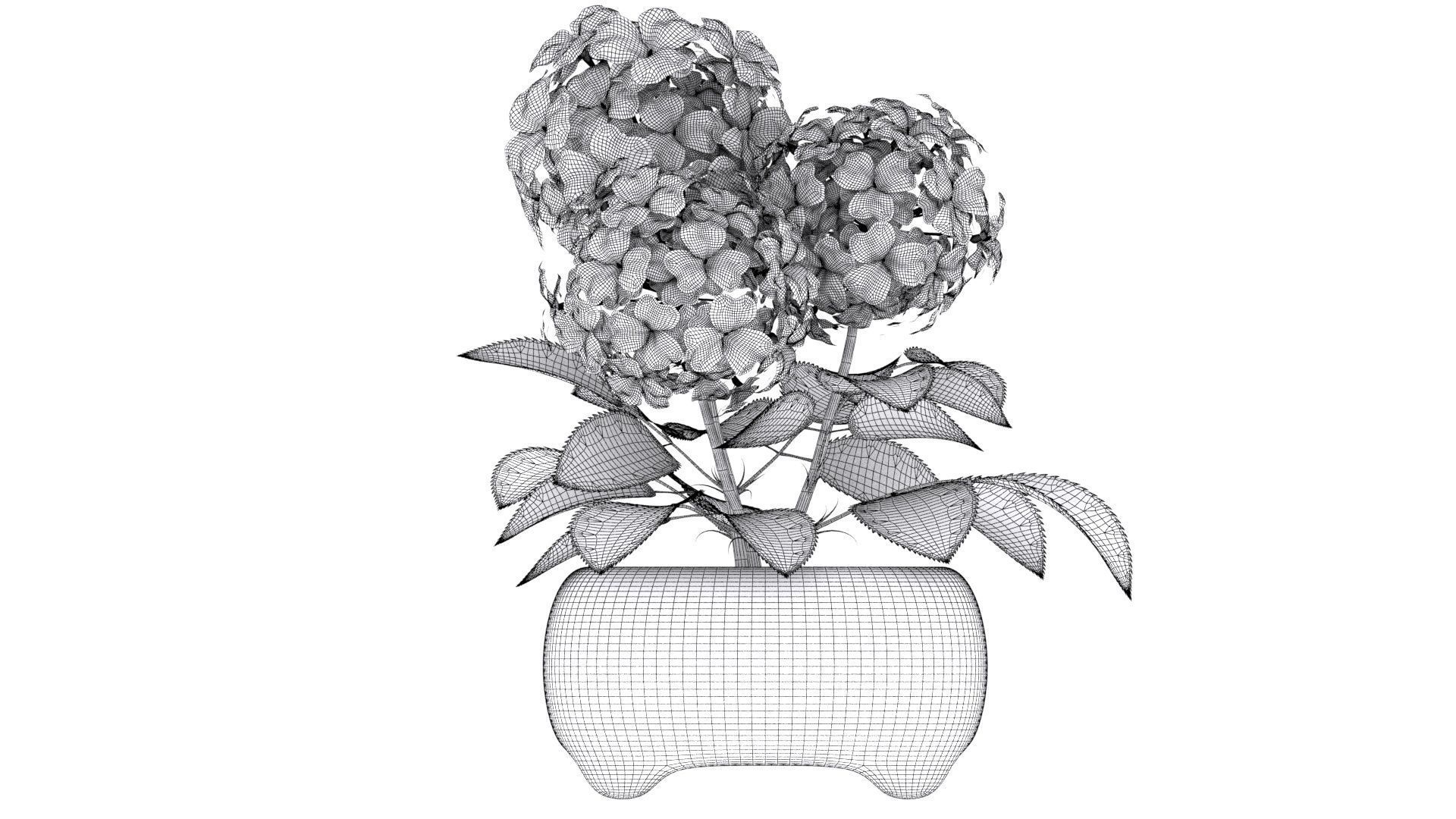 Blue Flower in Stone Pot Low-poly 3D model_7