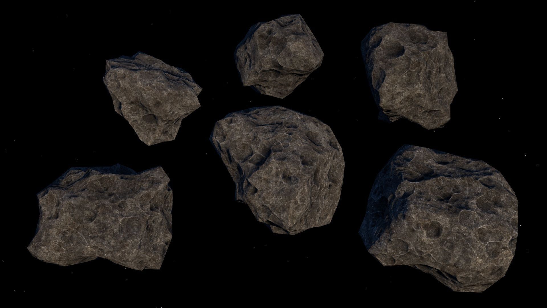 astroid set asteroid texture pack Low-poly 3D model_5