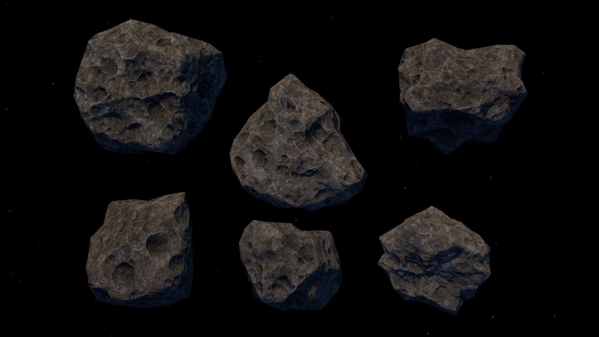 astroid set asteroid texture pack Low-poly 3D model_3