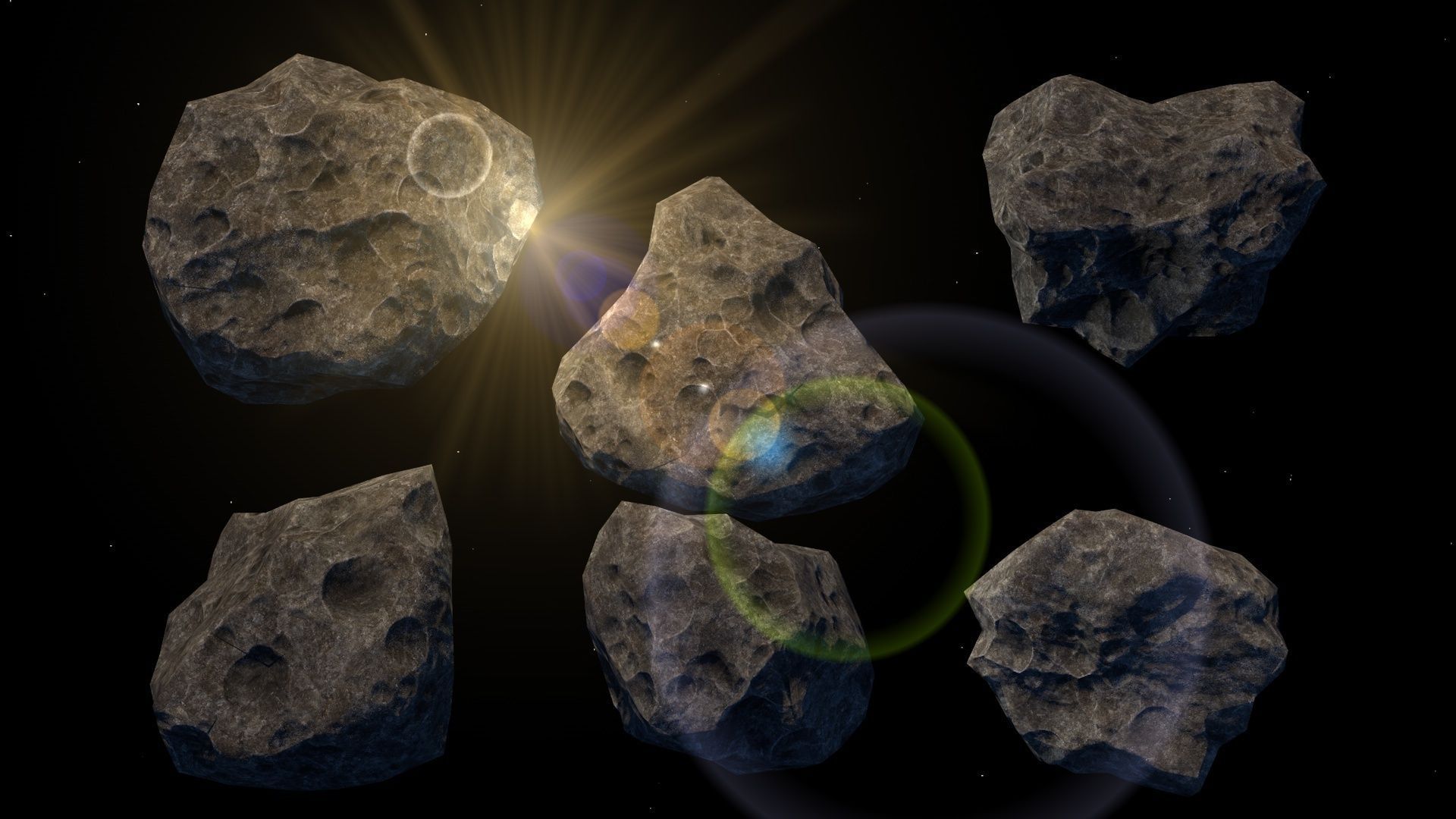 astroid set asteroid texture pack Low-poly 3D model_2