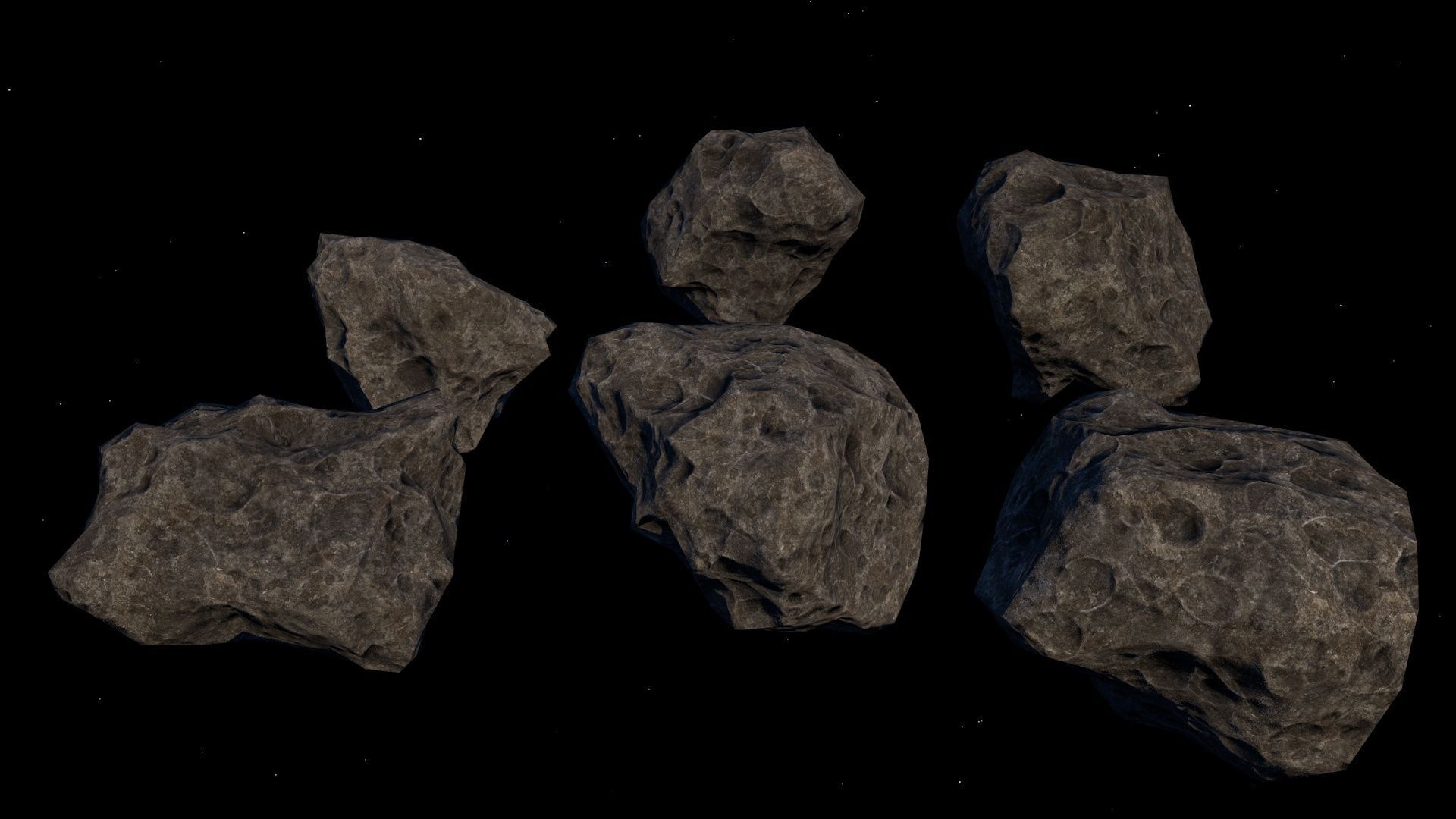 astroid set asteroid texture pack Low-poly 3D model_1