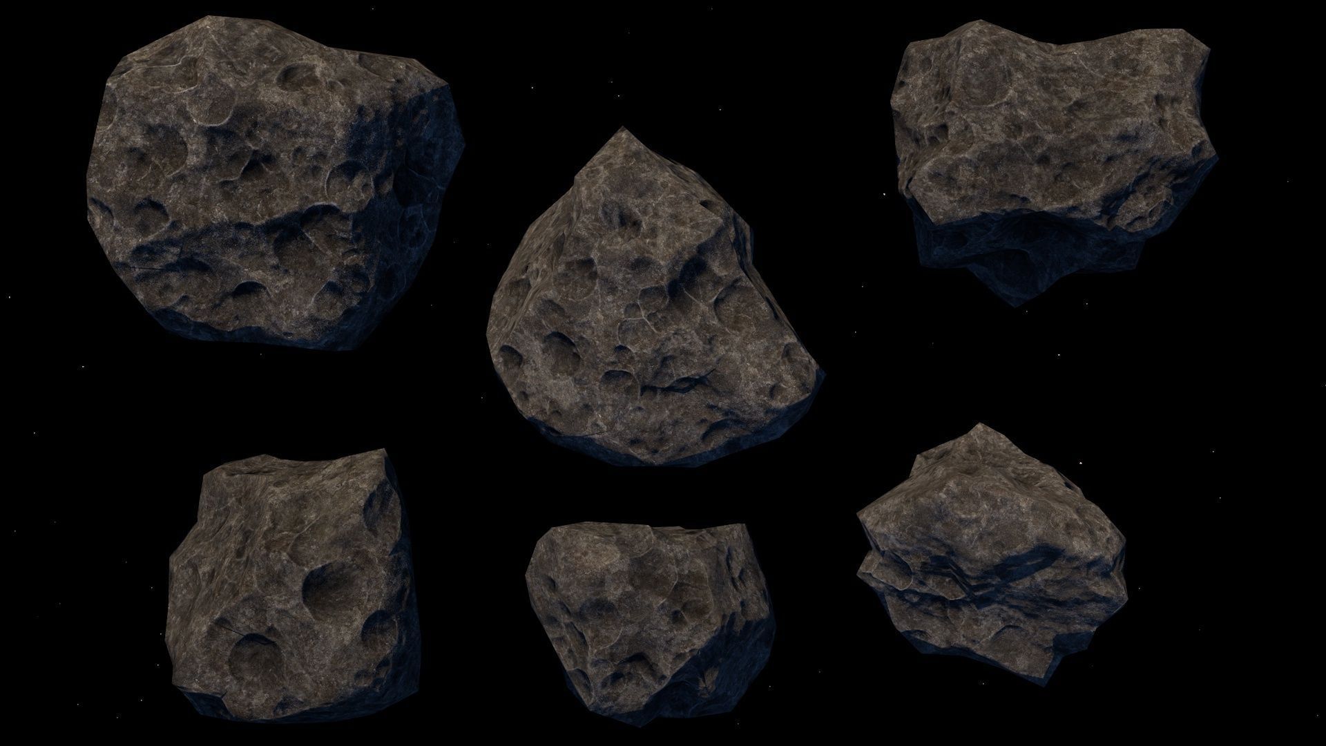 astroid set asteroid texture pack Low-poly 3D model_4