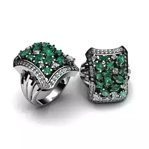 Ring with emeralds 026