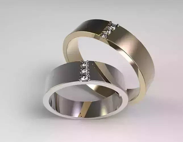 Wedding rings with three stones