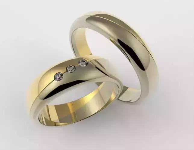 Wedding rings with three stones 3