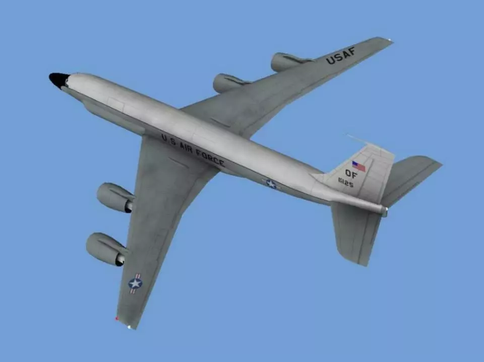 RC-135W air force plane flying in sky Low-poly 3D model