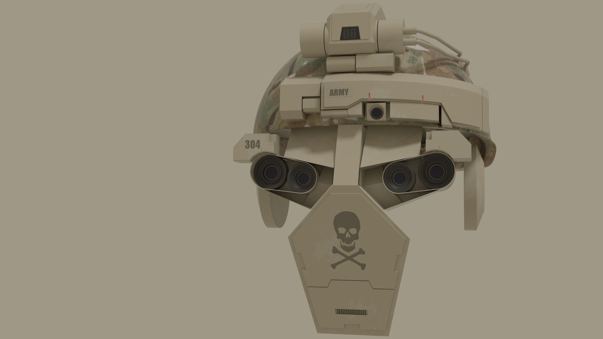 sci fi army helmet Low-poly 3D model_2