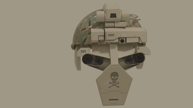 sci fi army helmet Low-poly 3D model_1