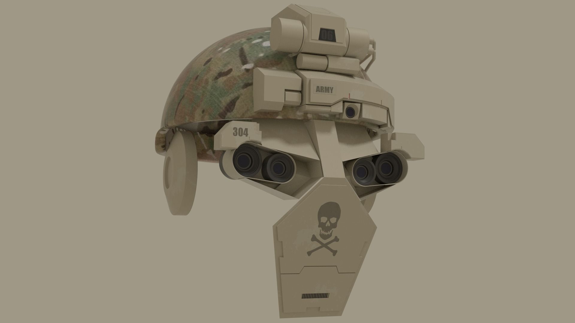 sci fi army helmet Low-poly 3D model_0