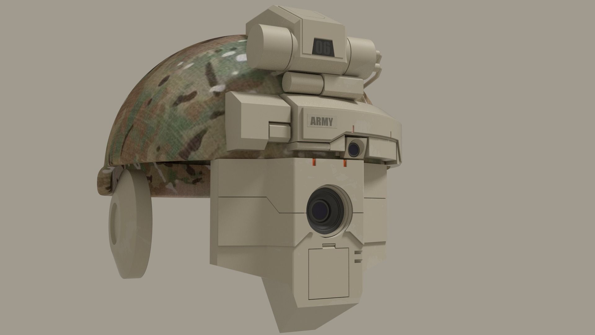 sci fi military helmet Low-poly 3D model_0