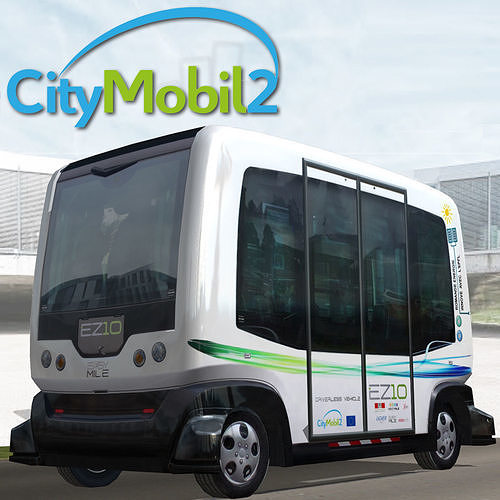 Driverless CityMobil Wepod bus Low-poly 3D model