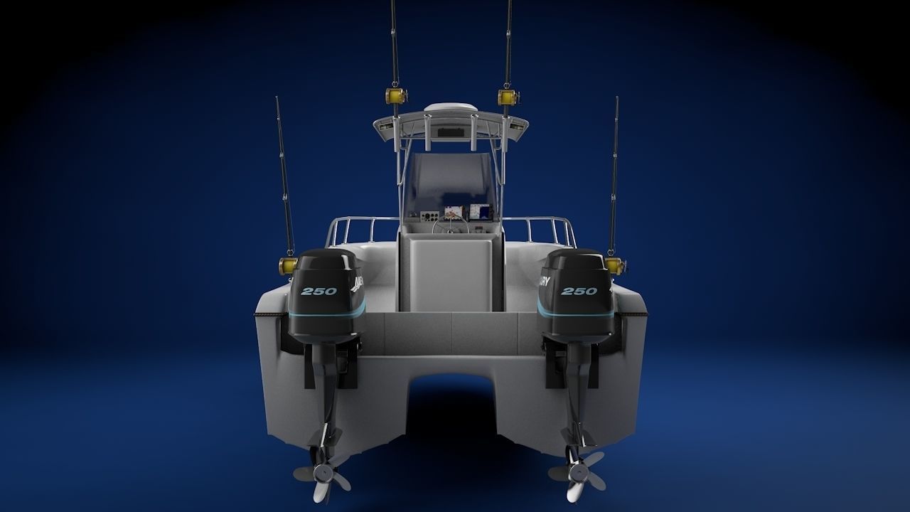 Sea Cat Center Console Outboard Fishing Boat Low-poly 3D model_6