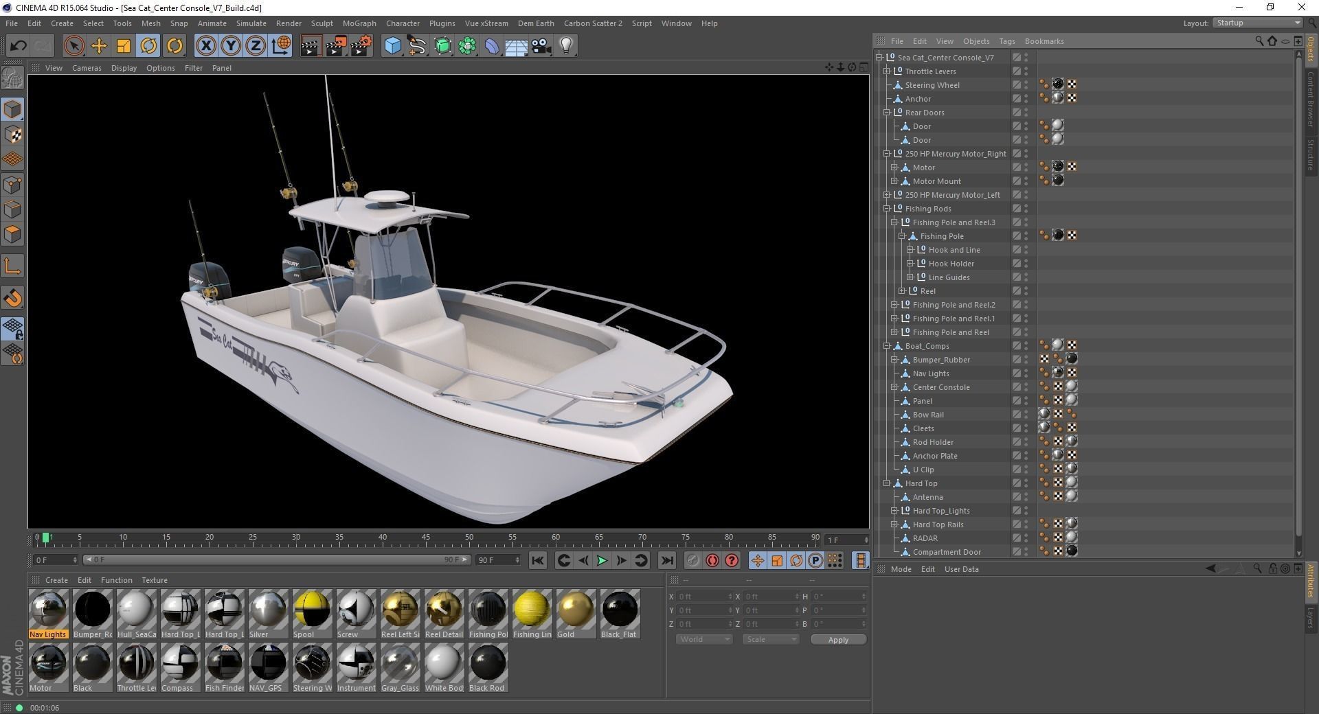 Sea Cat Center Console Outboard Fishing Boat Low-poly 3D model_12