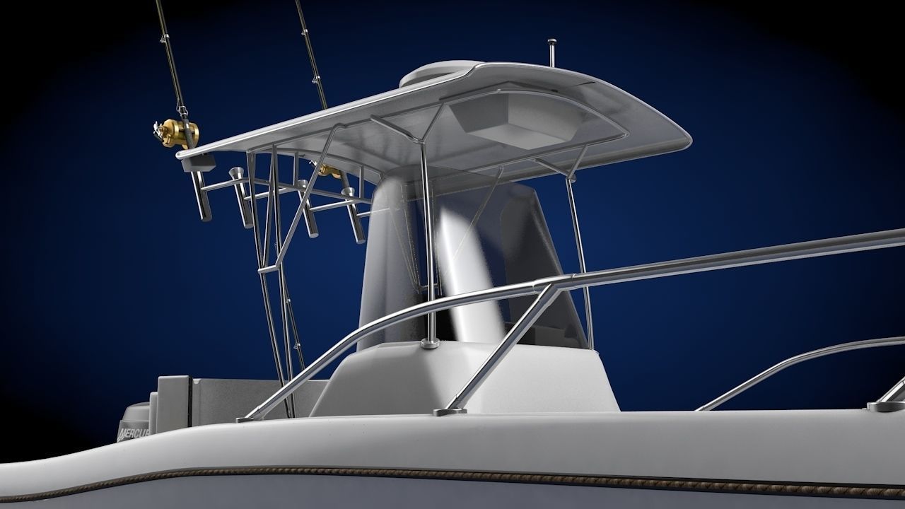 Sea Cat Center Console Outboard Fishing Boat Low-poly 3D model_10