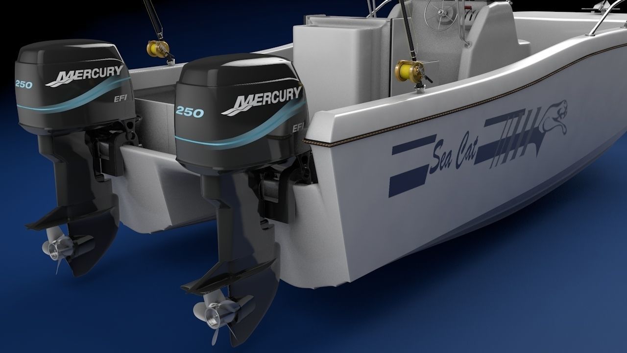 Sea Cat Center Console Outboard Fishing Boat Low-poly 3D model_11