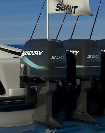 Sea Cat Center Console Outboard Fishing Boat Low-poly 3D model_32