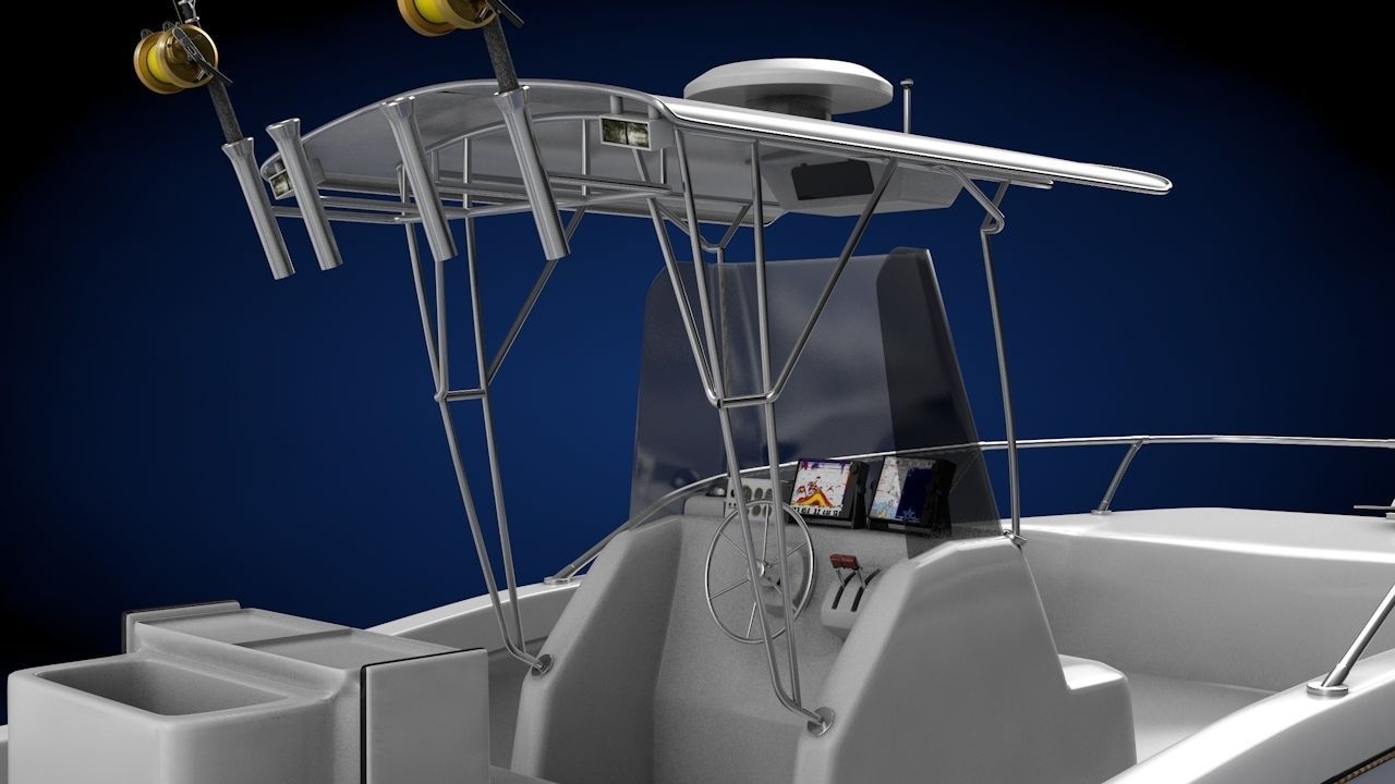 Sea Cat Center Console Outboard Fishing Boat Low-poly 3D model_7