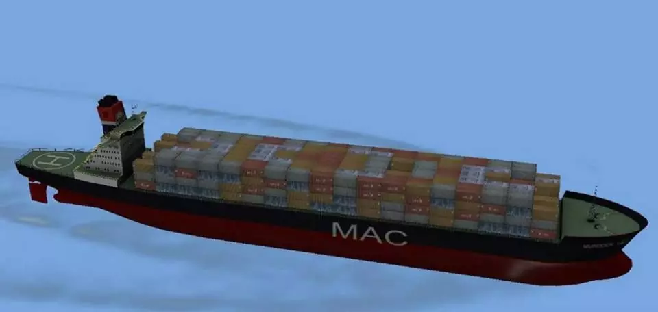 Container Ship  Low-poly 3D model_0