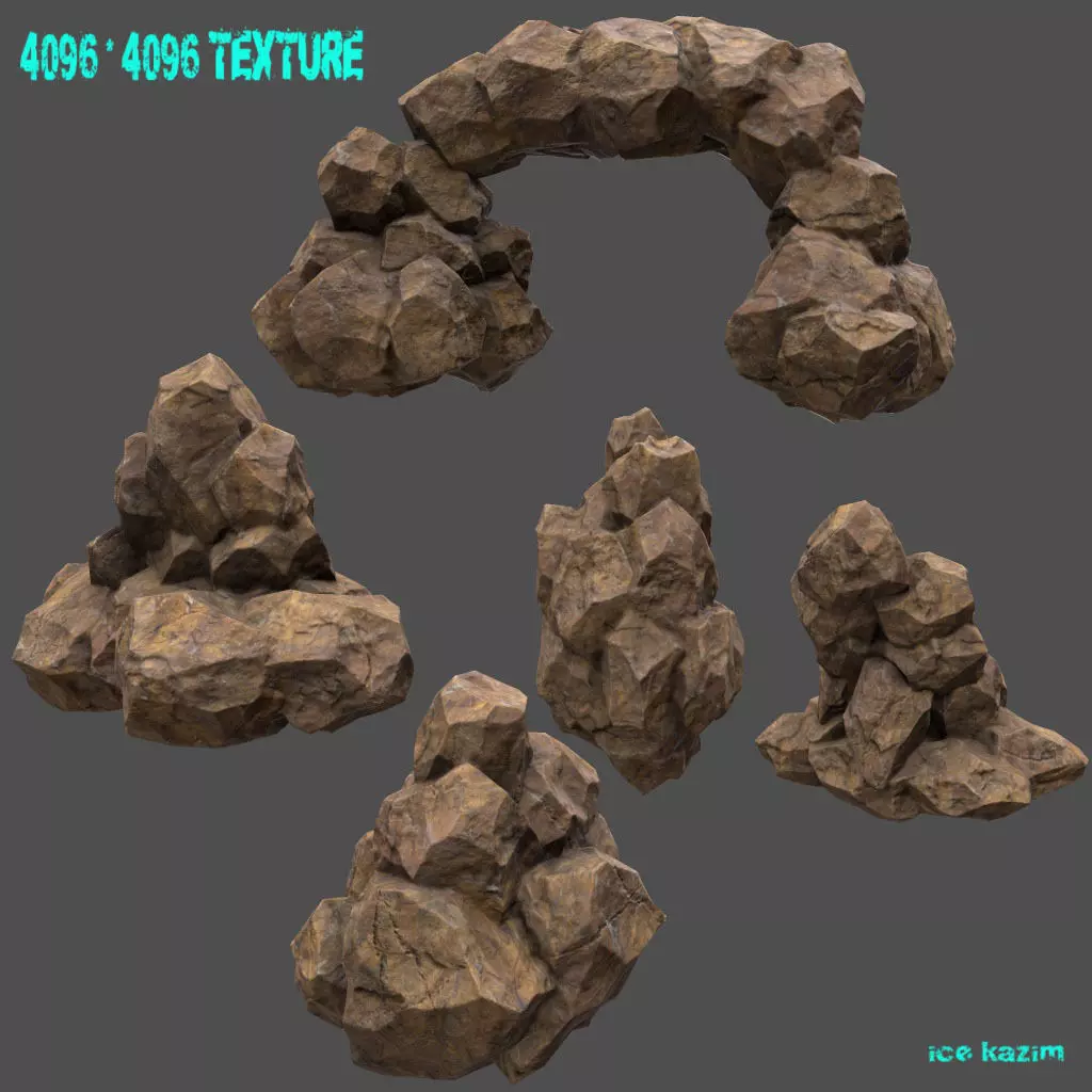 Rocks rock Low-poly 3D model_0