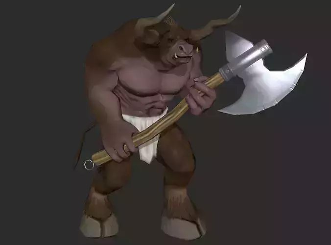 Minotaur bull with axe 3D model
