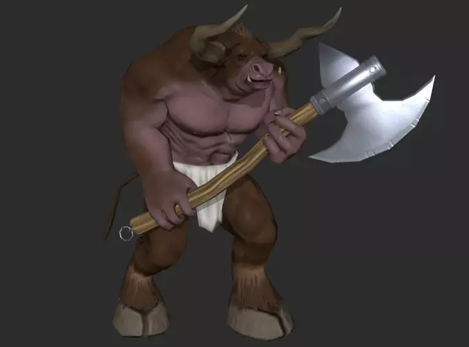 Minotaur bull with axe 3D model