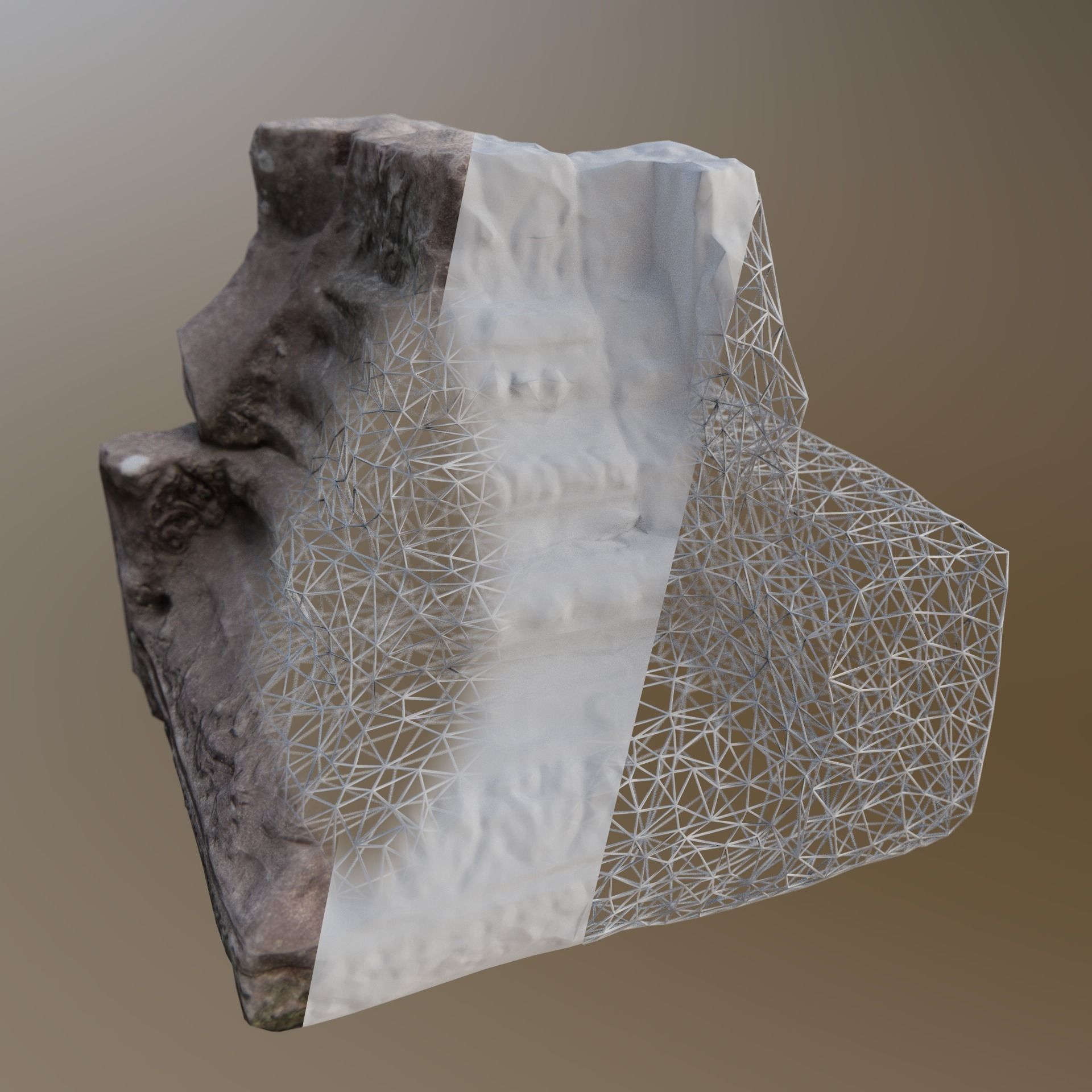 Pillar Base Asymmetric Ancient Low-poly 3D model_2