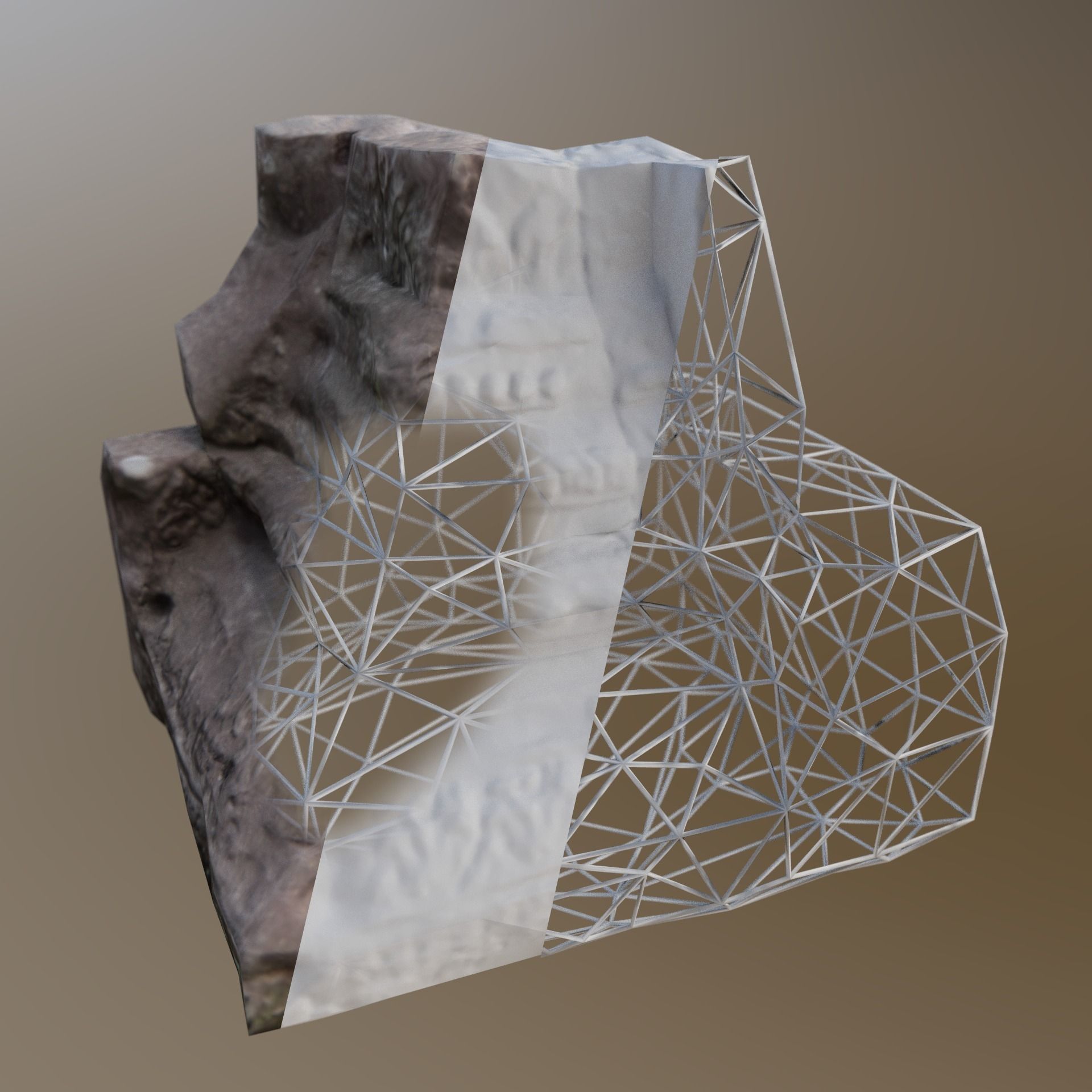Pillar Base Asymmetric Ancient Low-poly 3D model_3