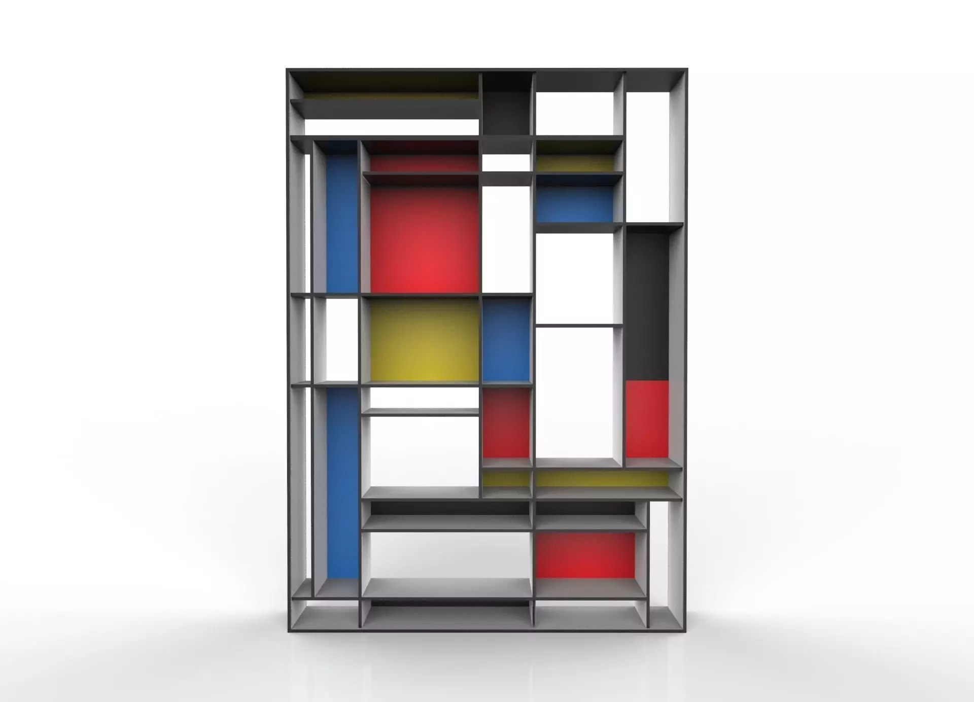 Mondriaan Bookshelf 3D model_0